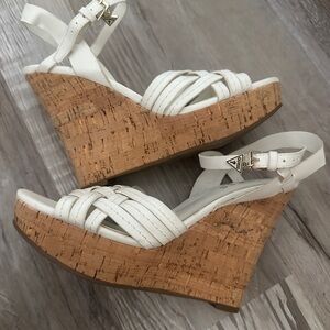 Guess by Marciano White Cork Wedges